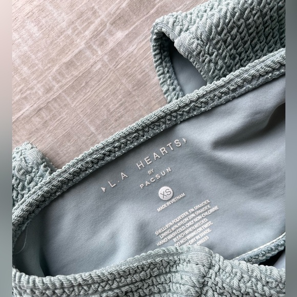 LA HEARTS Light Blue Textured Bikini Set Bandeau Top & High Cut Bottoms Size XS - Picture 5 of 5